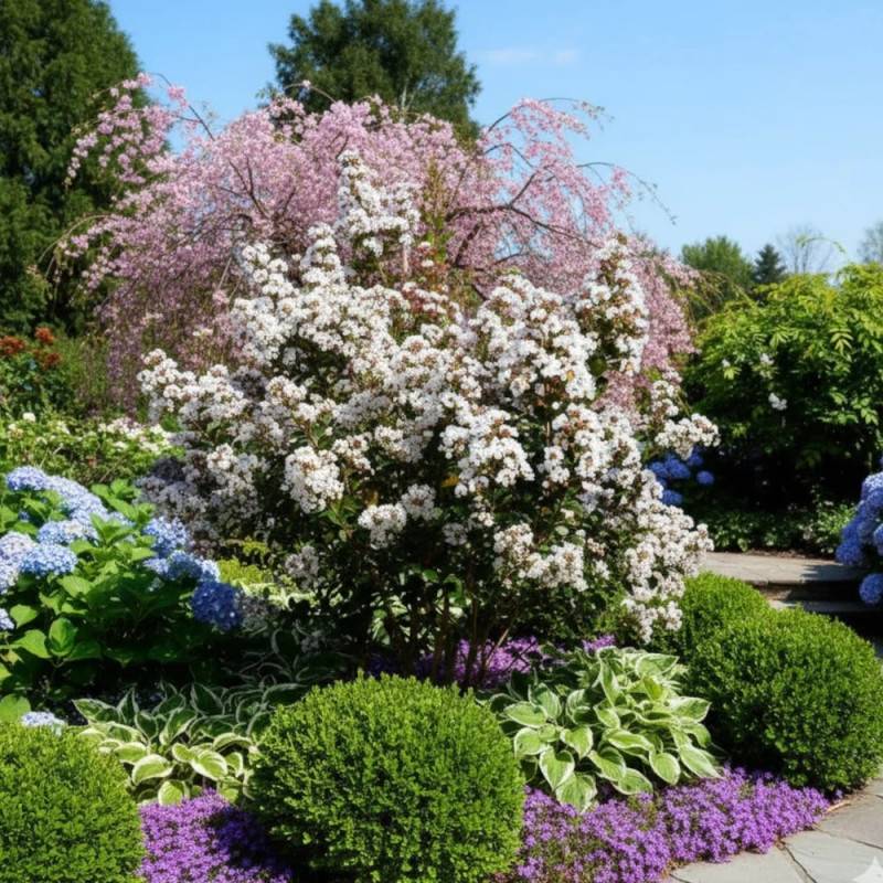 Lilas des Indes Neige d'été®, Lagerstroemia à fleurs Blanche/ - feuillage Caduc - Pot de 7,5L - Tigette - 60/80 cm - Image 5