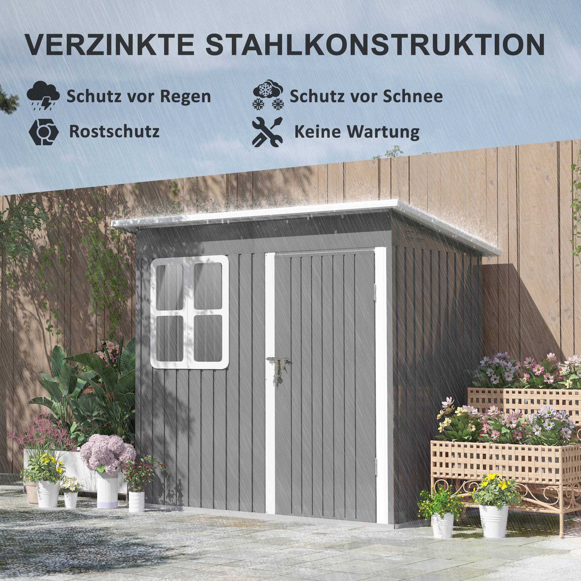 ComfortXL - Abri de jardin acier galvanisé extérieur rangement toit monopente 2,55m2 gris foncé - ComfortXL Outdoor Living - Image 4