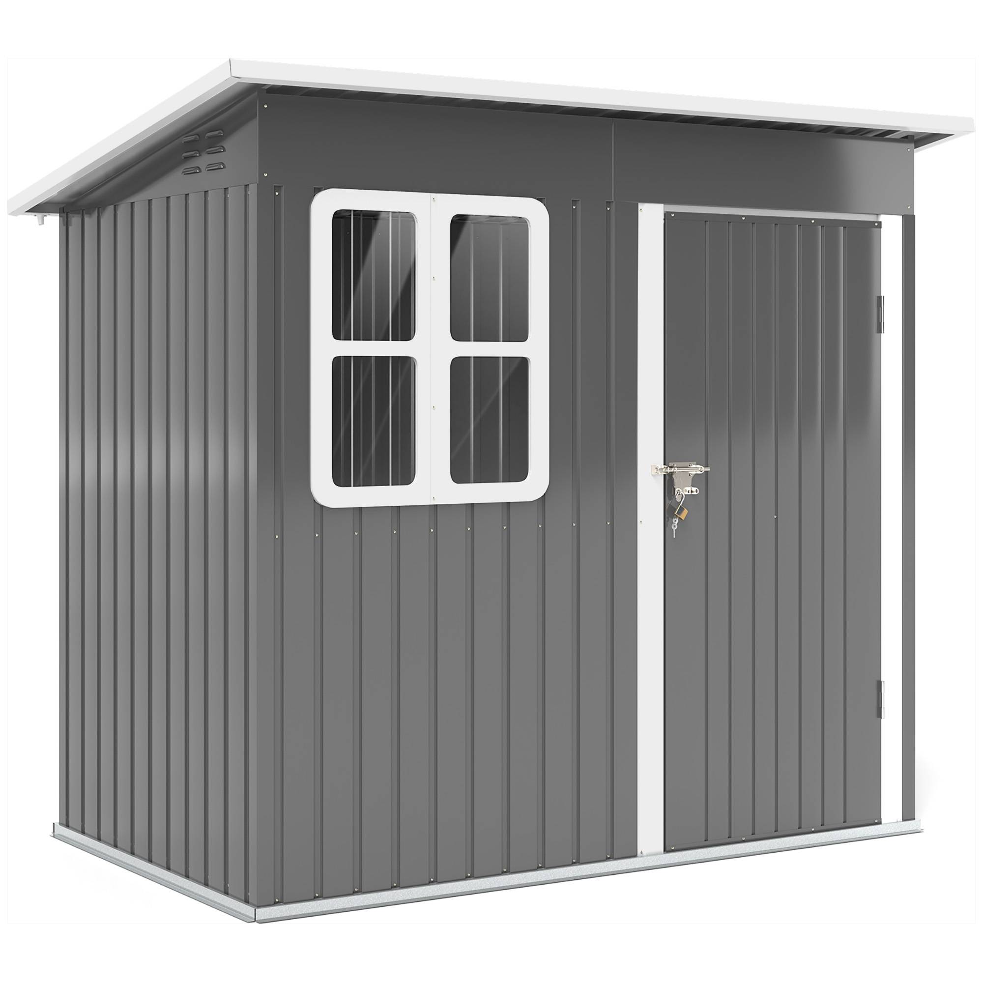 ComfortXL - Abri de jardin acier galvanisé extérieur rangement toit monopente 2,55m2 gris foncé - ComfortXL Outdoor Living - Image 2