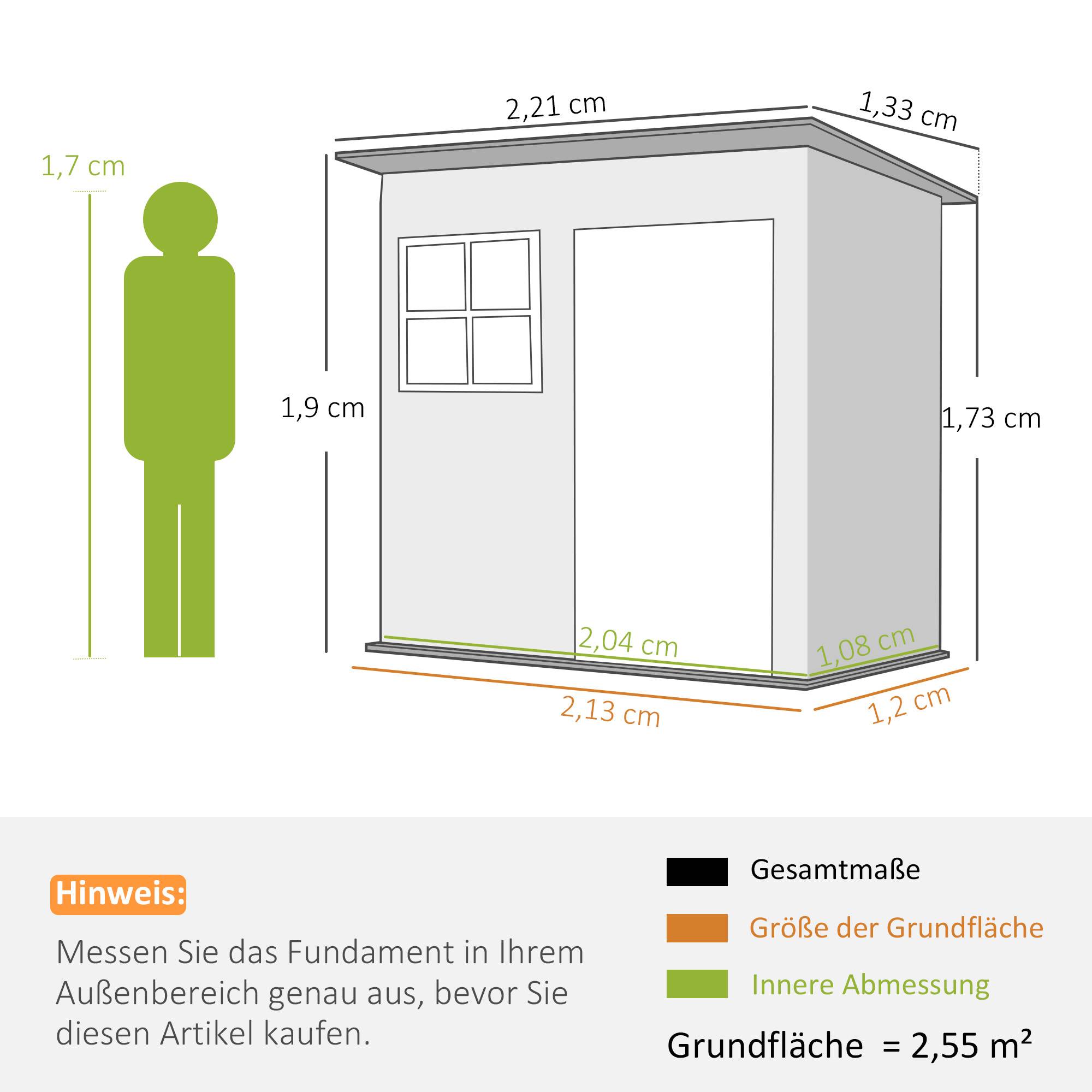 ComfortXL - Abri de jardin acier galvanisé extérieur rangement toit monopente 2,55m2 gris foncé - ComfortXL Outdoor Living - Image 3