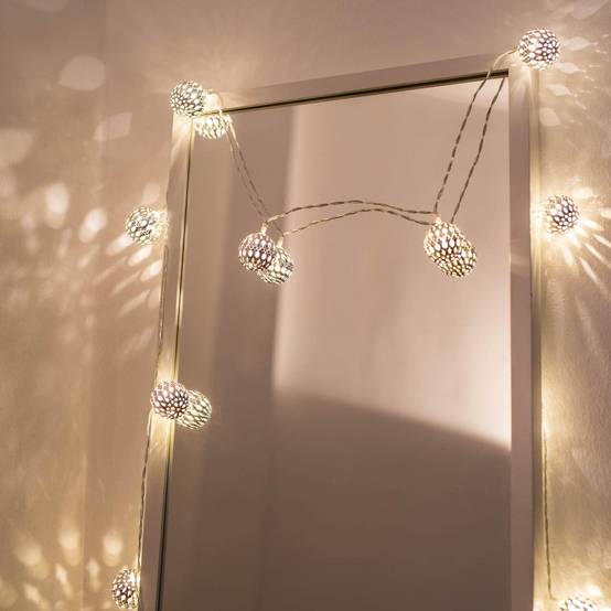 Guirlande lumineuse LED boule marocaine creuse, 5M 20 lumières LED blanc chaud, lumières de noël boules de fer, décoration de chambre - Image 4