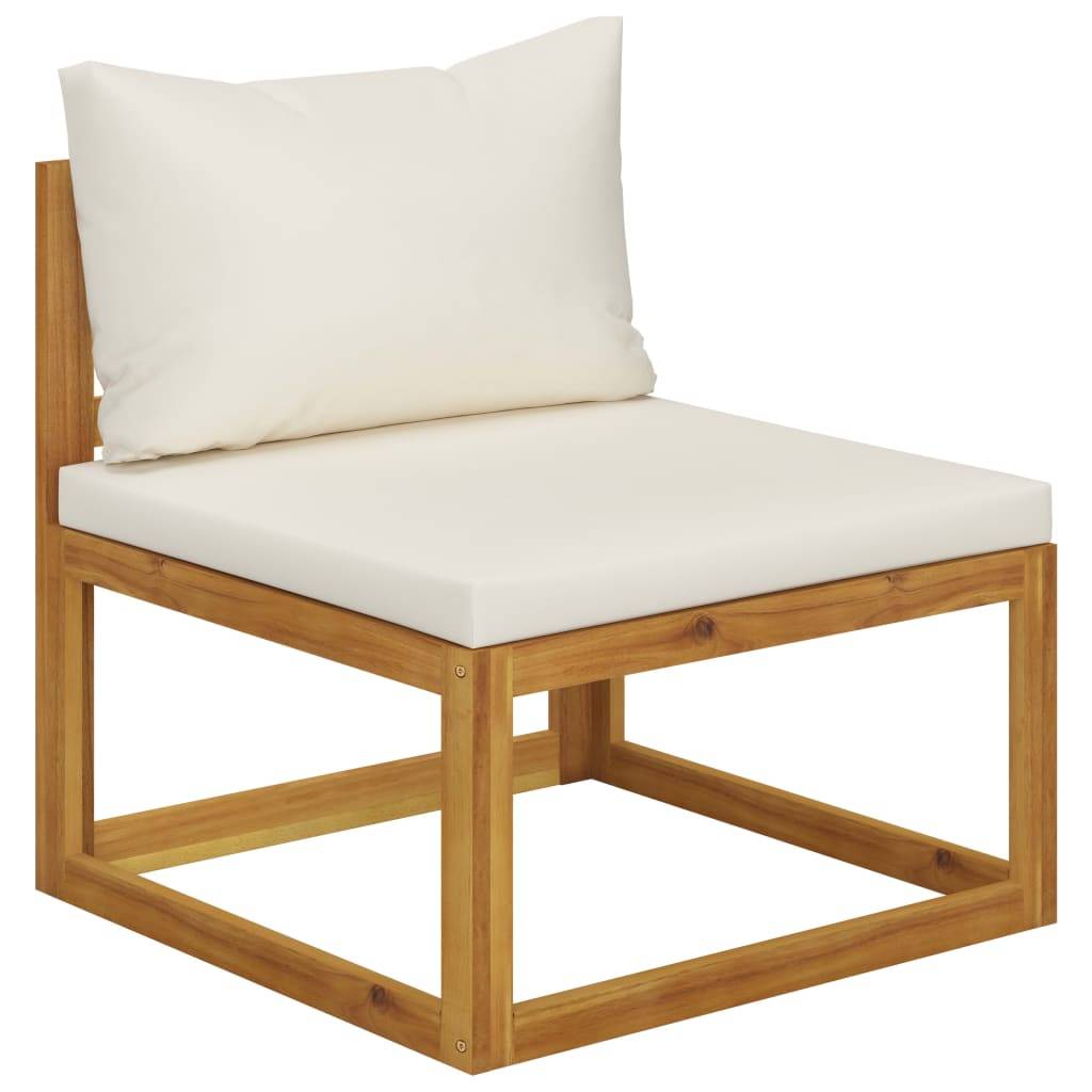 Helloshop26 - Salon de jardin meuble d'extérieur ensemble de mobilier 6 pièces avec coussin crème bois d'acacia solide - Image 6