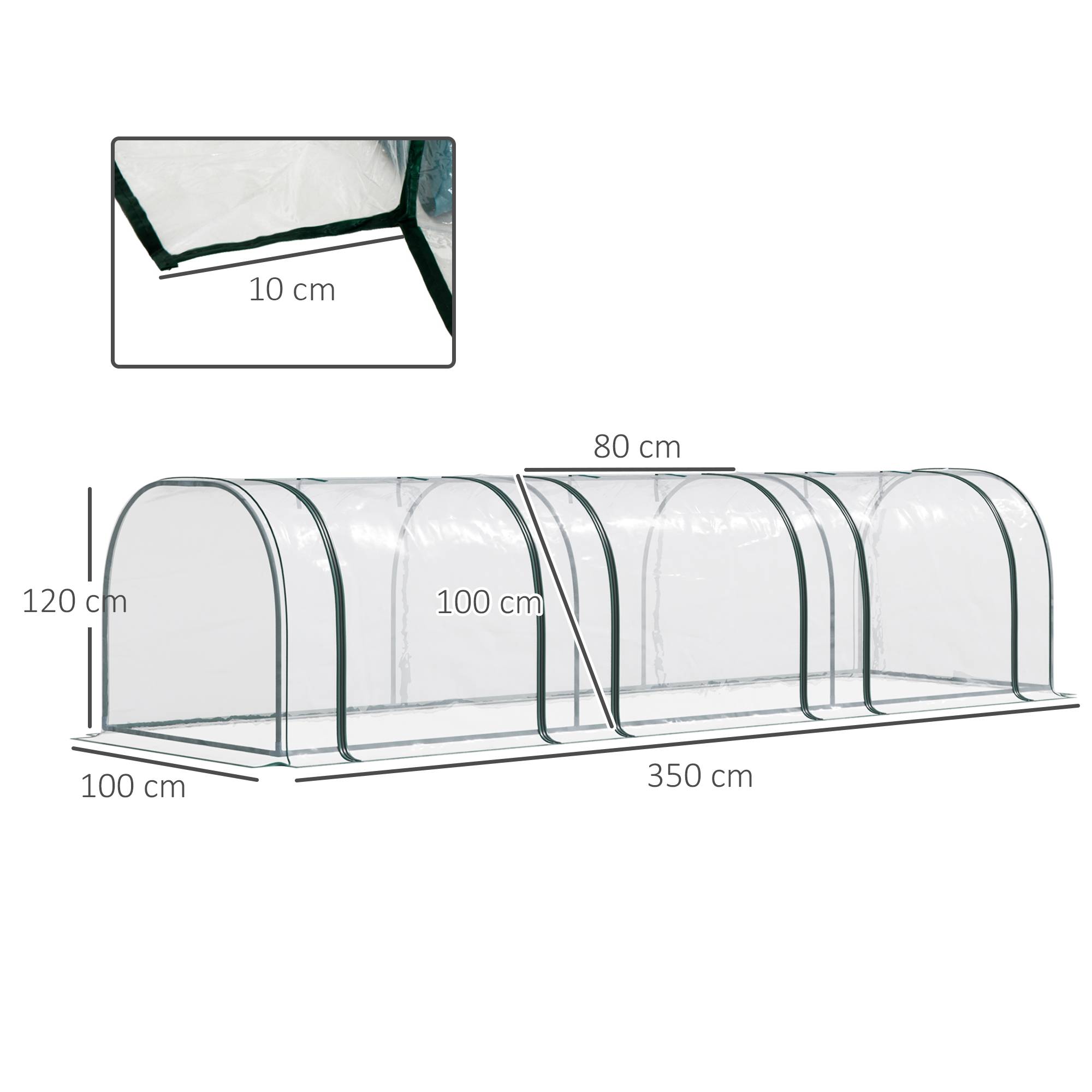 Sans Marque - Serre chaude châssis froid porte culture végétale acier plastique 350x100x80 cm serre potager verte jardin - Image 4
