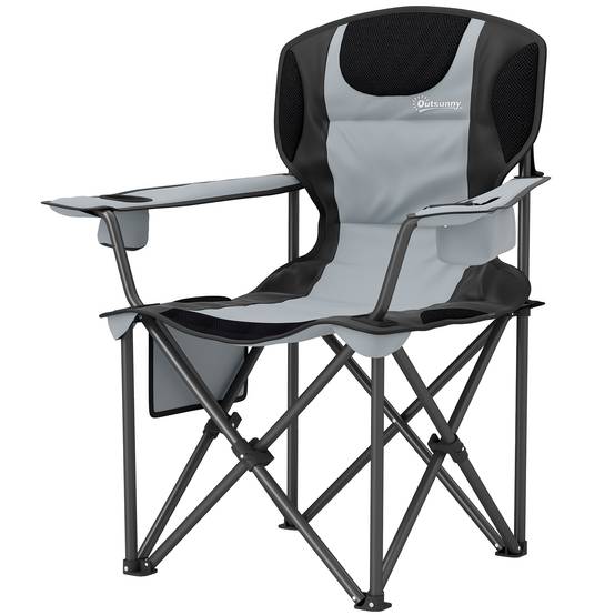 Chaise de camping pliante métal et tissu Oxford noir 94 x 62 x 105 cm - PANGIVO - Image 2