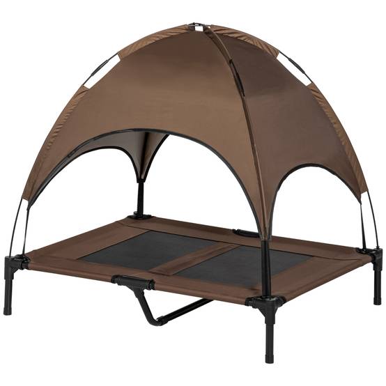 Lit pour chien avec toit acier marron 92 x 76 x 90 cm - PANGIVO - Image 2