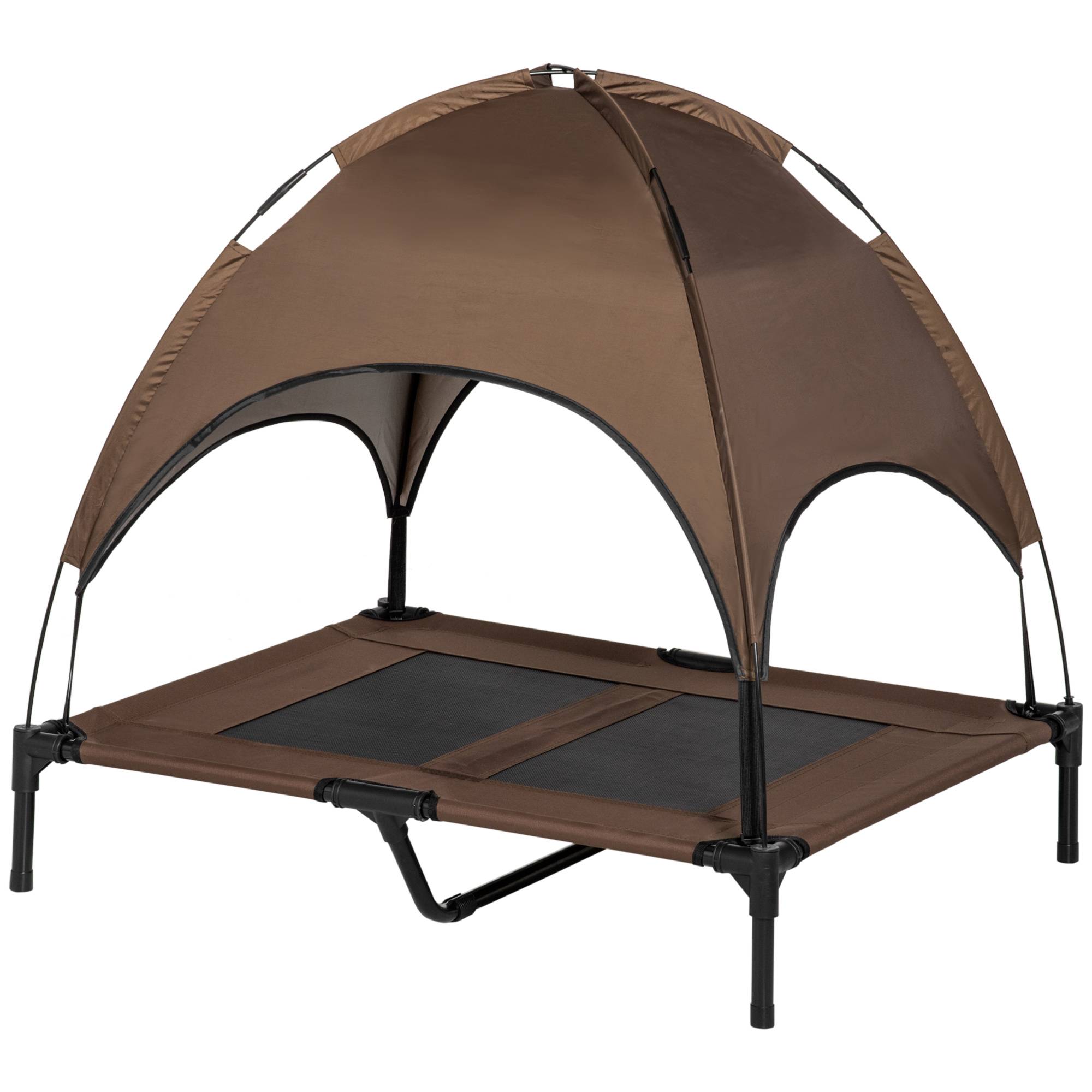 Lit pour chien avec toit acier marron 92 x 76 x 90 cm - PANGIVO - Image 2