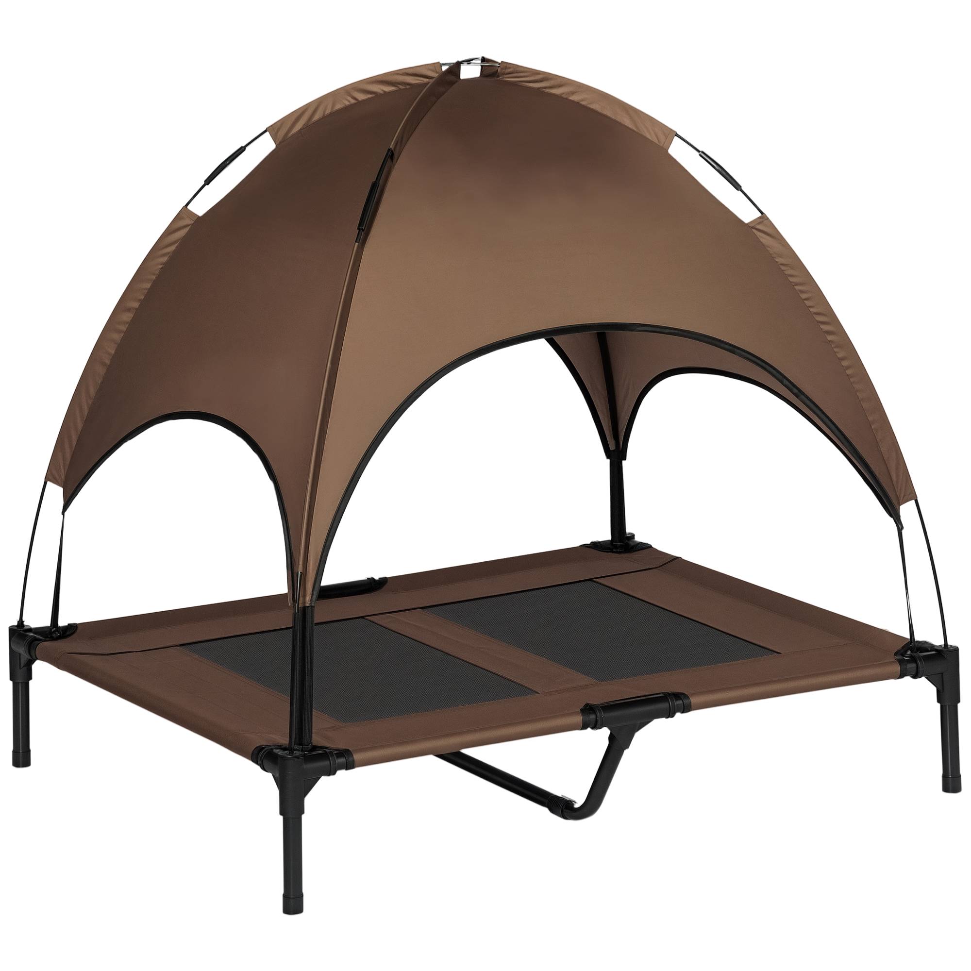 Lit pour chien avec toit acier marron 92 x 76 x 90 cm - PANGIVO - Image 1