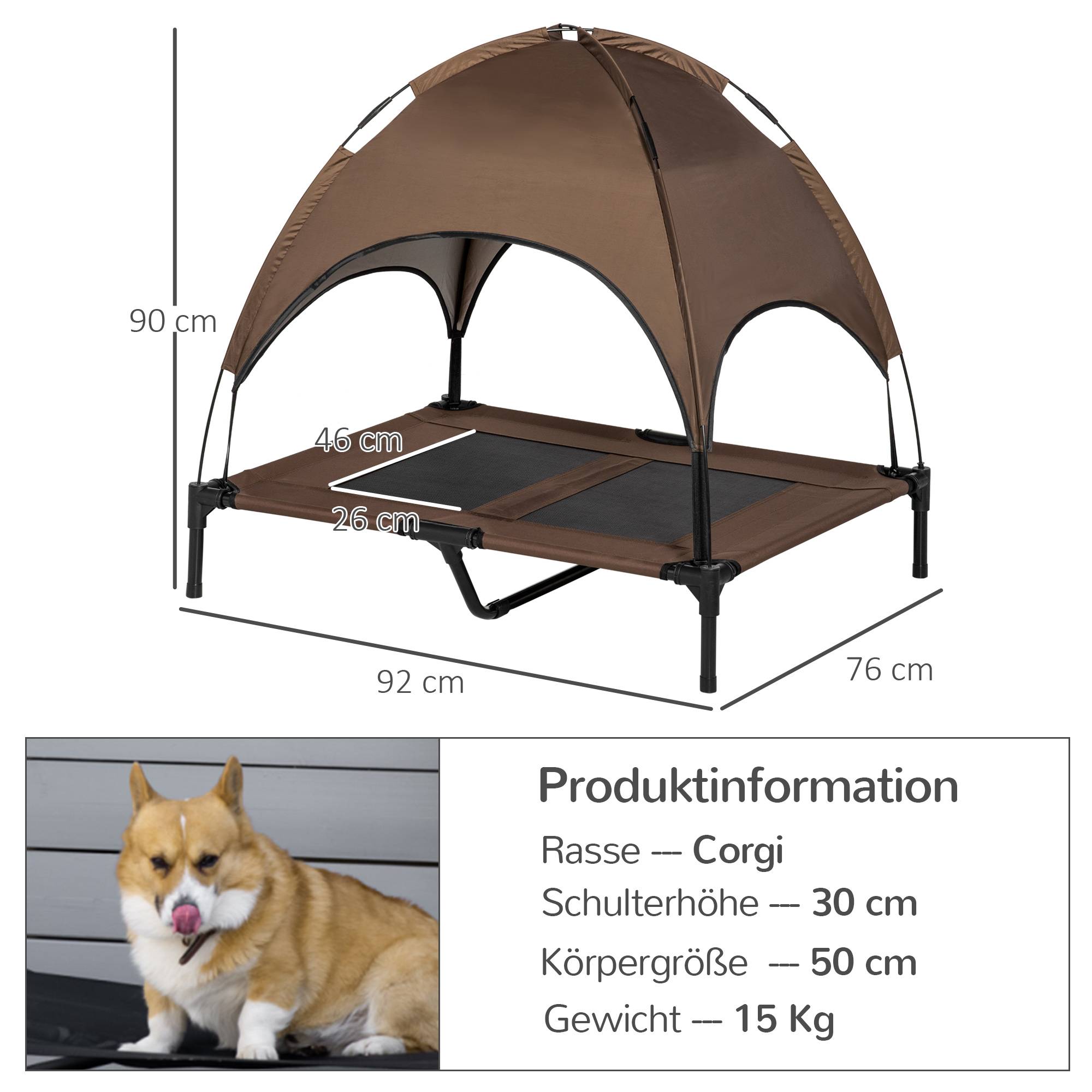 Lit pour chien avec toit acier marron 92 x 76 x 90 cm - PANGIVO - Image 5