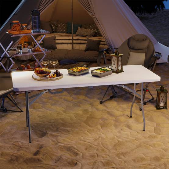 Table pliante HDPE blanc 180 x 74 x 74 cm - PANGIVO - Image 10