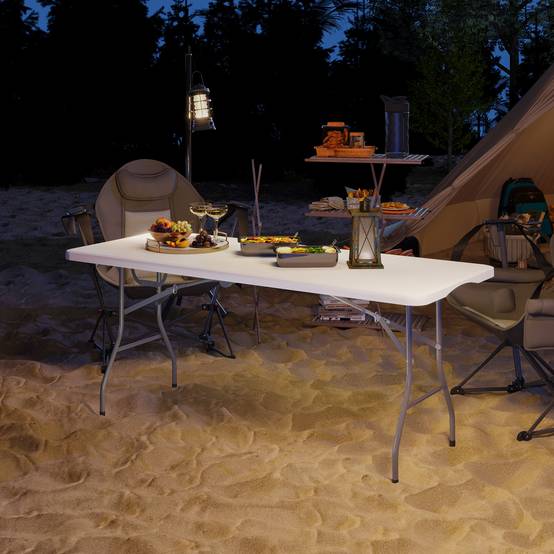 Table pliante HDPE blanc 180 x 74 x 74 cm - PANGIVO - Image 4