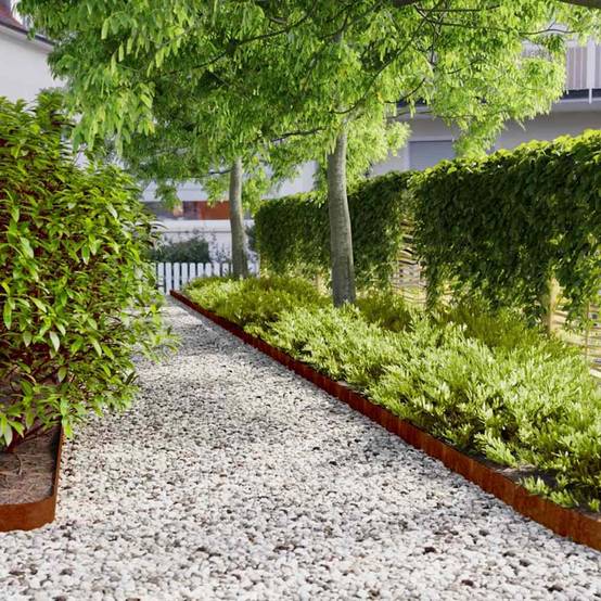 Bordure jardin acier corten extérieur aménagement paysager 103x10cm rouillé - ComfortXL Outdoor Living - Image 1