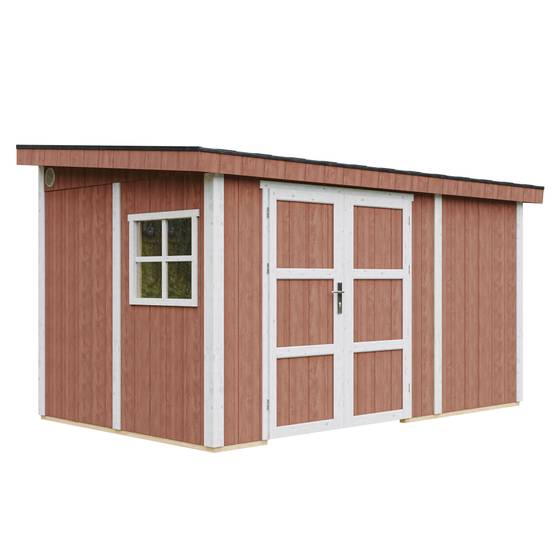 Timbela - Abri de Jardin Qualité Premium 8,68 m² - H231x248x412 cm sans plancher e paroi latérale - Timbela M939B-REDWOOD RED - Image 1