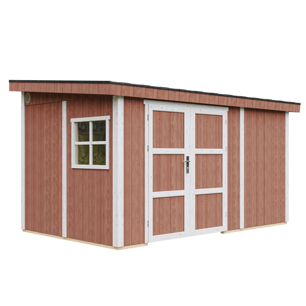 Timbela - Abri de Jardin Qualité Premium 8,68 m² - H231x248x412 cm sans plancher e paroi latérale - Timbela M939B-REDWOOD RED - Image 1