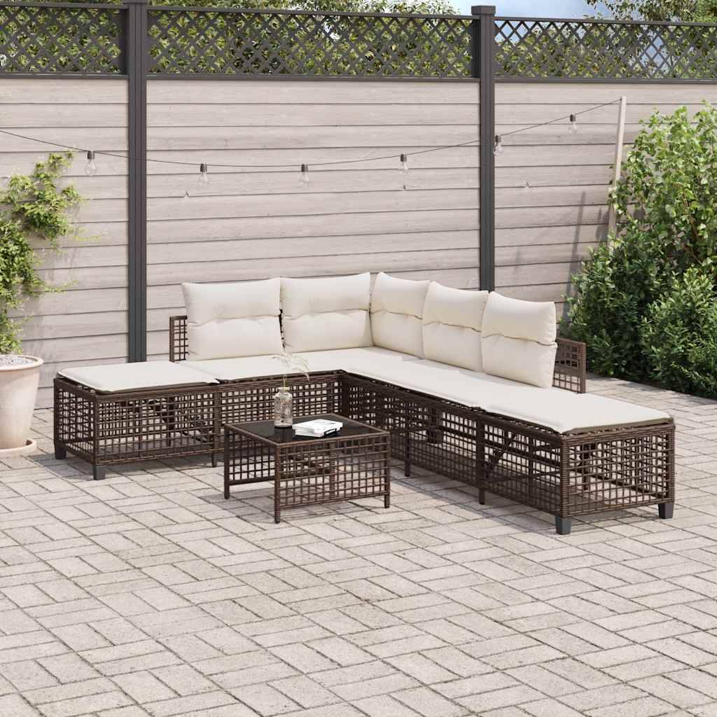 Salon de jardin d'angle et coussins 3 pcs | Mobilier d'extérieur marron résine tressée Maison Chic - Image 3