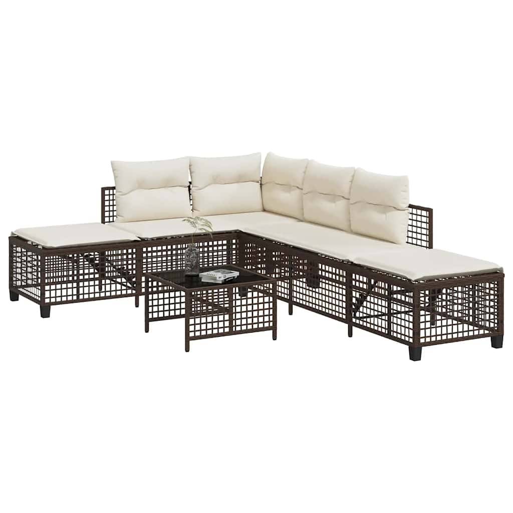 Salon de jardin d'angle et coussins 3 pcs | Mobilier d'extérieur marron résine tressée Maison Chic - Image 2