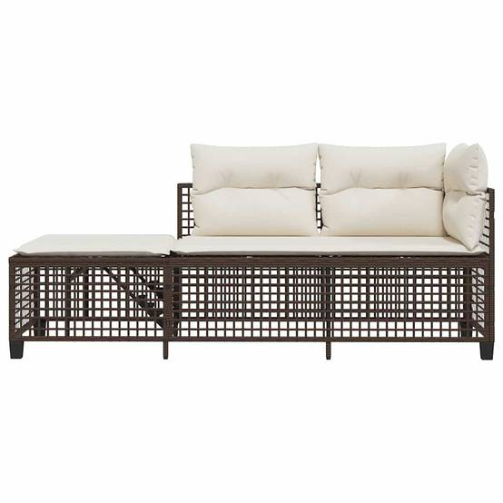 Salon de jardin d'angle et coussins 3 pcs | Mobilier d'extérieur marron résine tressée Maison Chic - Image 5