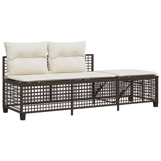 Salon de jardin d'angle et coussins 3 pcs | Mobilier d'extérieur marron résine tressée Maison Chic - Image 6