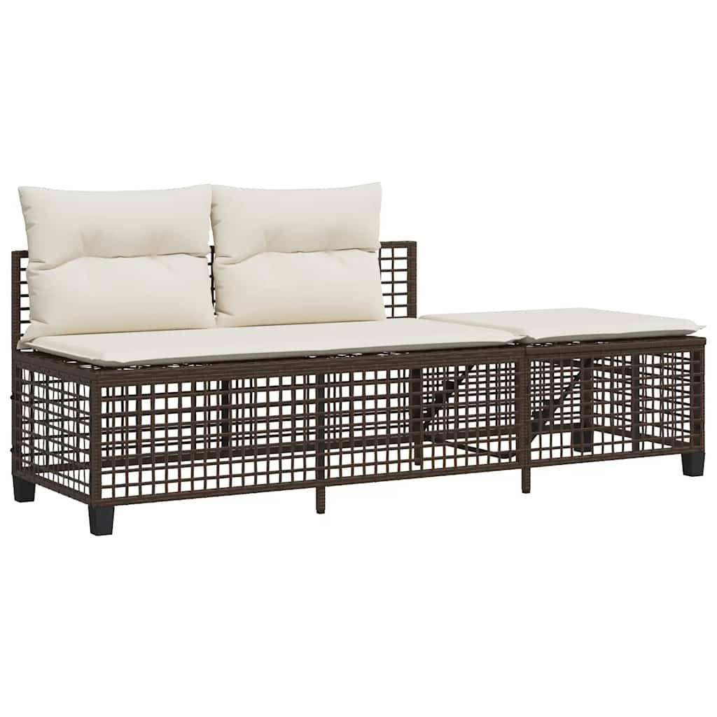 Salon de jardin d'angle et coussins 3 pcs | Mobilier d'extérieur marron résine tressée Maison Chic - Image 6