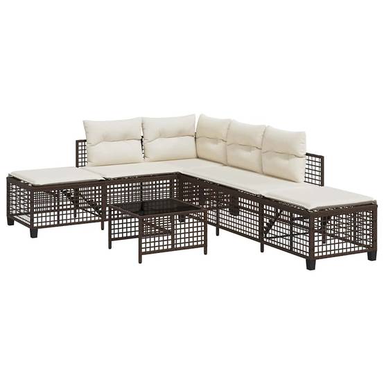 Salon de jardin d'angle et coussins 3 pcs | Mobilier d'extérieur marron résine tressée Maison Chic - Image 1