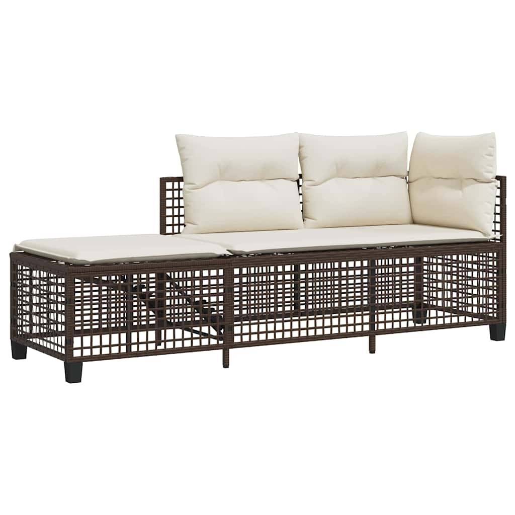 Salon de jardin d'angle et coussins 3 pcs | Mobilier d'extérieur marron résine tressée Maison Chic - Image 4