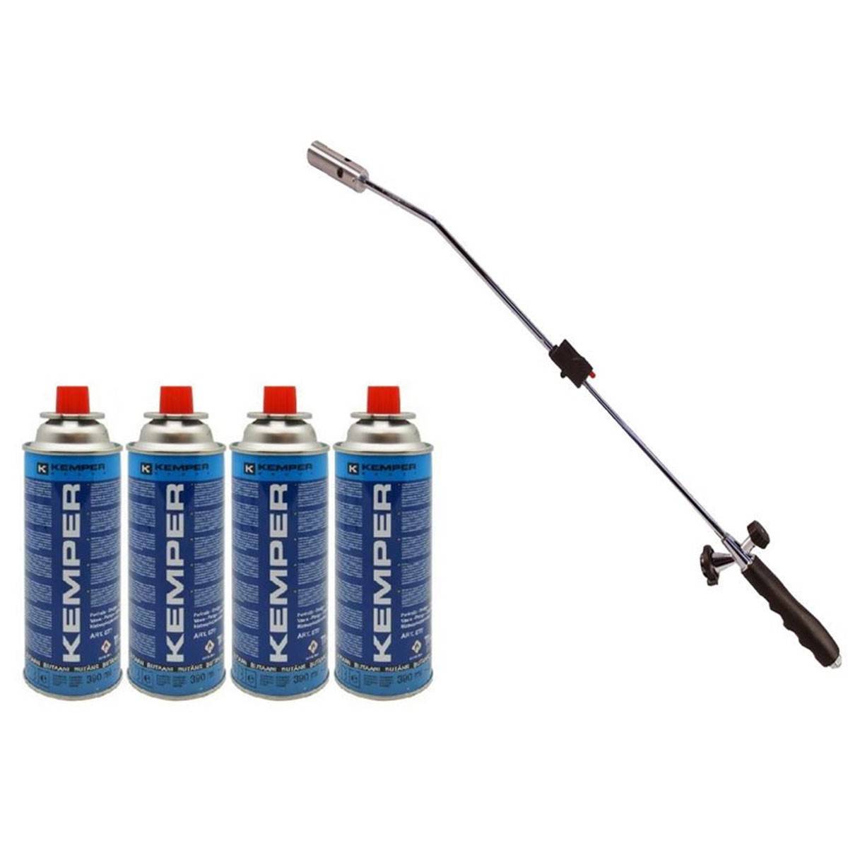 Desherbeur thermique piezo Chalumeau gaz + 4 Recharges gaz KEMPER - Image 1