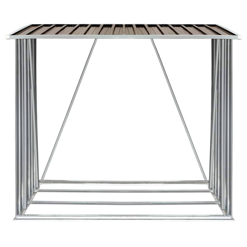Range-bûches Acier Galvanisé 2m³ Rangement Bois Chauffage 163x83x154 cm Marron - ComfortXL Outdoor Living - Image 5