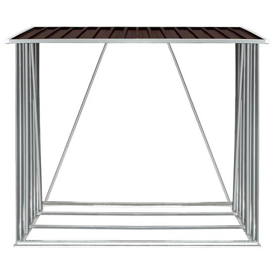 Range-bûches Acier Galvanisé 2m³ Rangement Bois Chauffage 163x83x154 cm Marron - ComfortXL Outdoor Living - Image 3