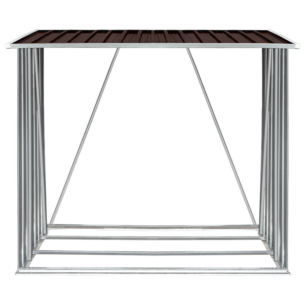 Range-bûches Acier Galvanisé 2m³ Rangement Bois Chauffage 163x83x154 cm Marron - ComfortXL Outdoor Living - Image 3
