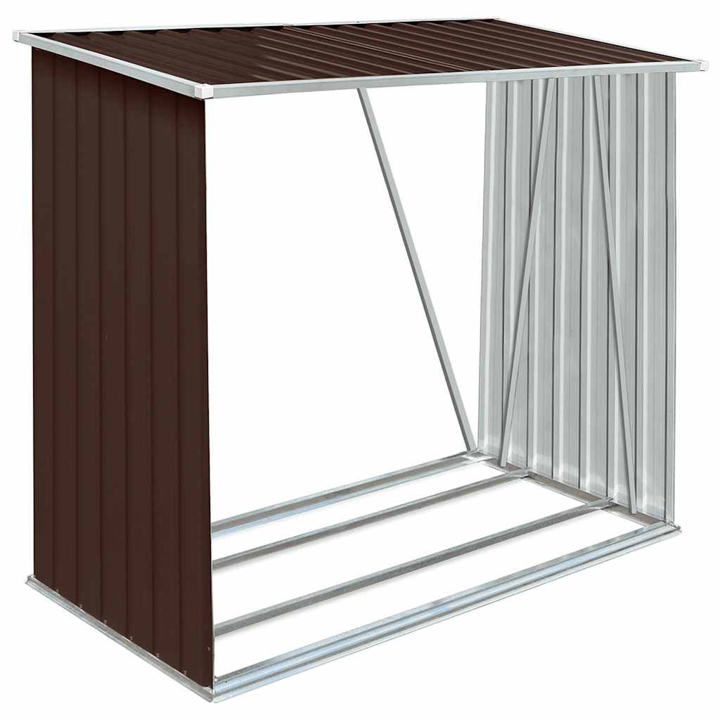 Range-bûches Acier Galvanisé 2m³ Rangement Bois Chauffage 163x83x154 cm Marron - ComfortXL Outdoor Living - Image 2