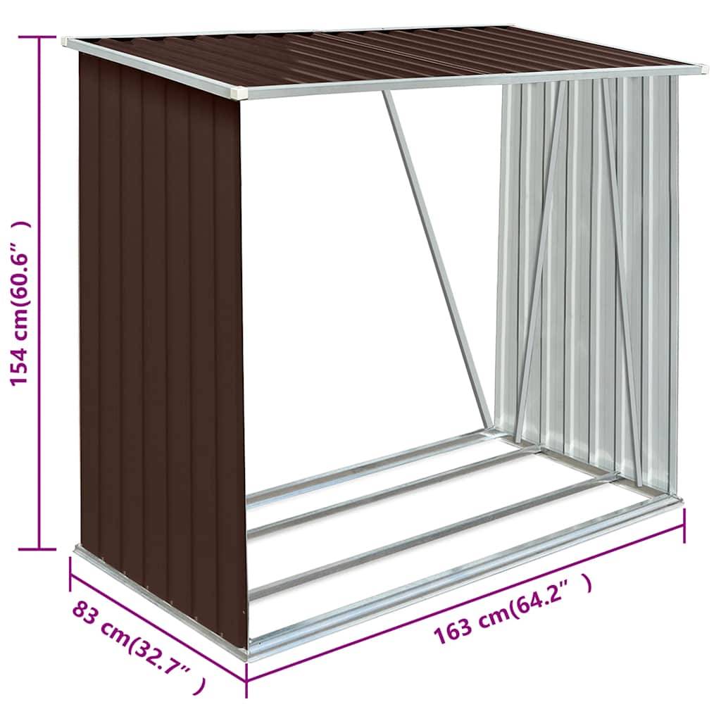 Range-bûches Acier Galvanisé 2m³ Rangement Bois Chauffage 163x83x154 cm Marron - ComfortXL Outdoor Living - Image 7