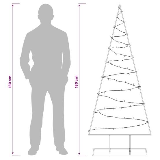 Vidaxl - Sapin de noël en métal avec led KUOPIO 180 cm Blanc chaud Acier vidaXL 42053965 - Image 8