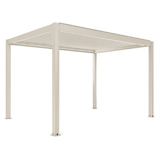 Oviala - Pergola bioclimatique autoportée motorisée et éclairée 3x4 m crème Kavala - Oviala - Image 2