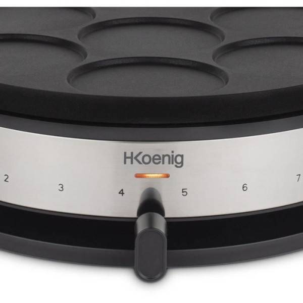 Crepiere Electrique  HKoeNIG - KREP56 - Plaque réversible amovible - Surface de cuisson 33 cm - 1500W - Noir/Acier - Image 4
