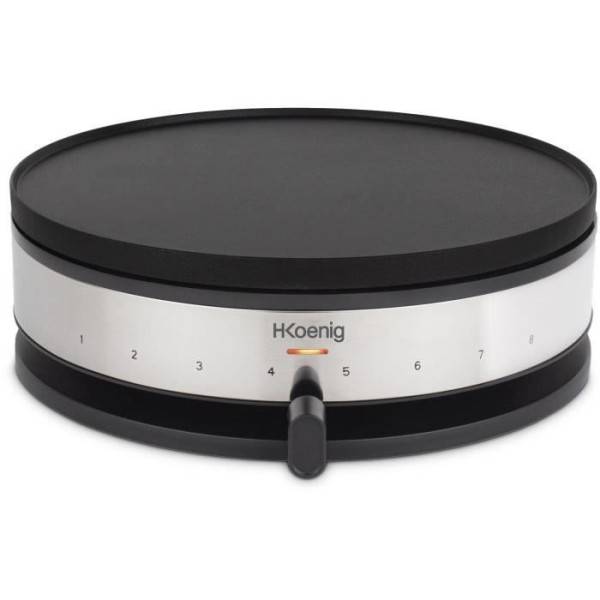 Crepiere Electrique  HKoeNIG - KREP56 - Plaque réversible amovible - Surface de cuisson 33 cm - 1500W - Noir/Acier - Image 1