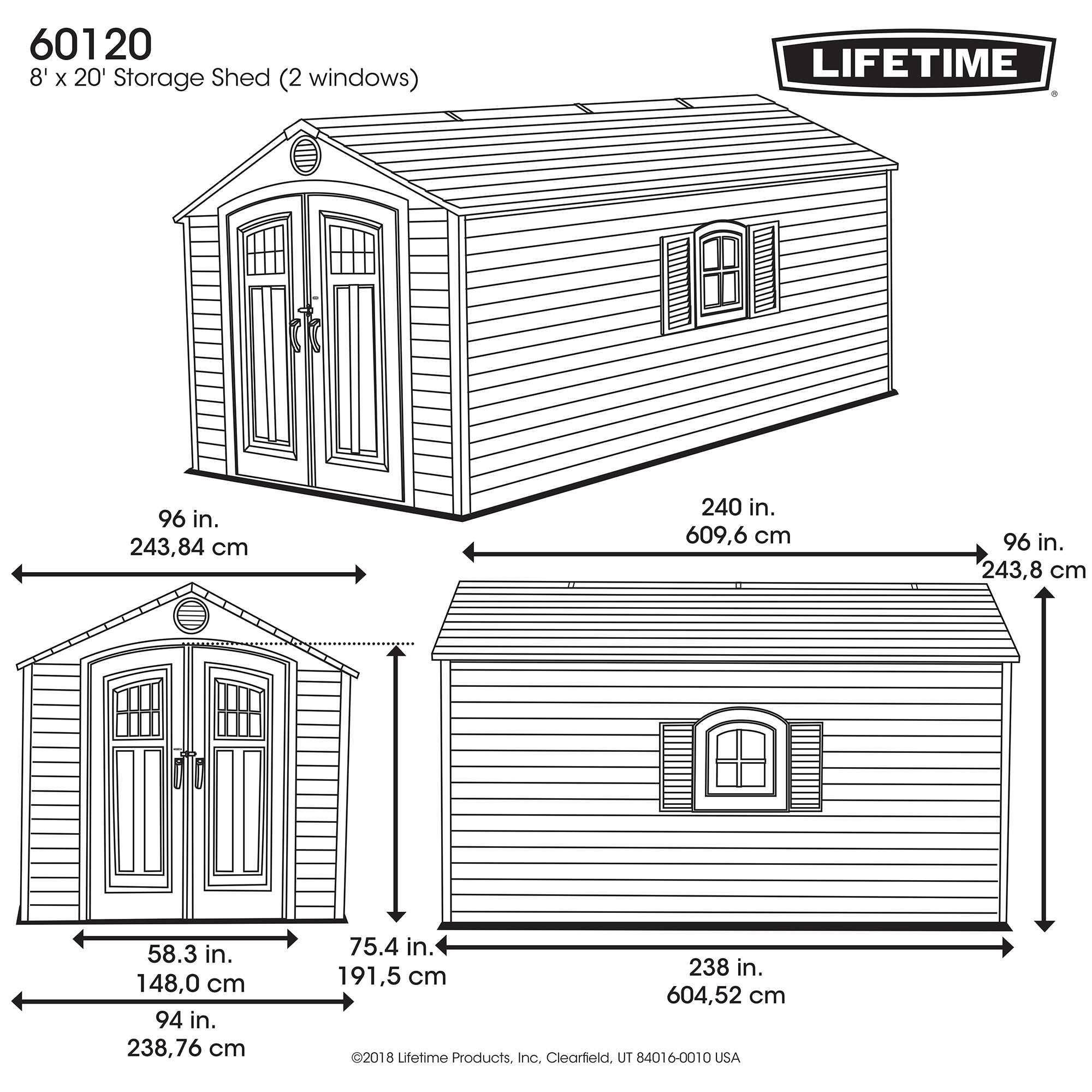 Lifetime - Abri de jardin résine 13.98 m2 - 2.43x6.10 m LIFETIME #60120 - Image 7