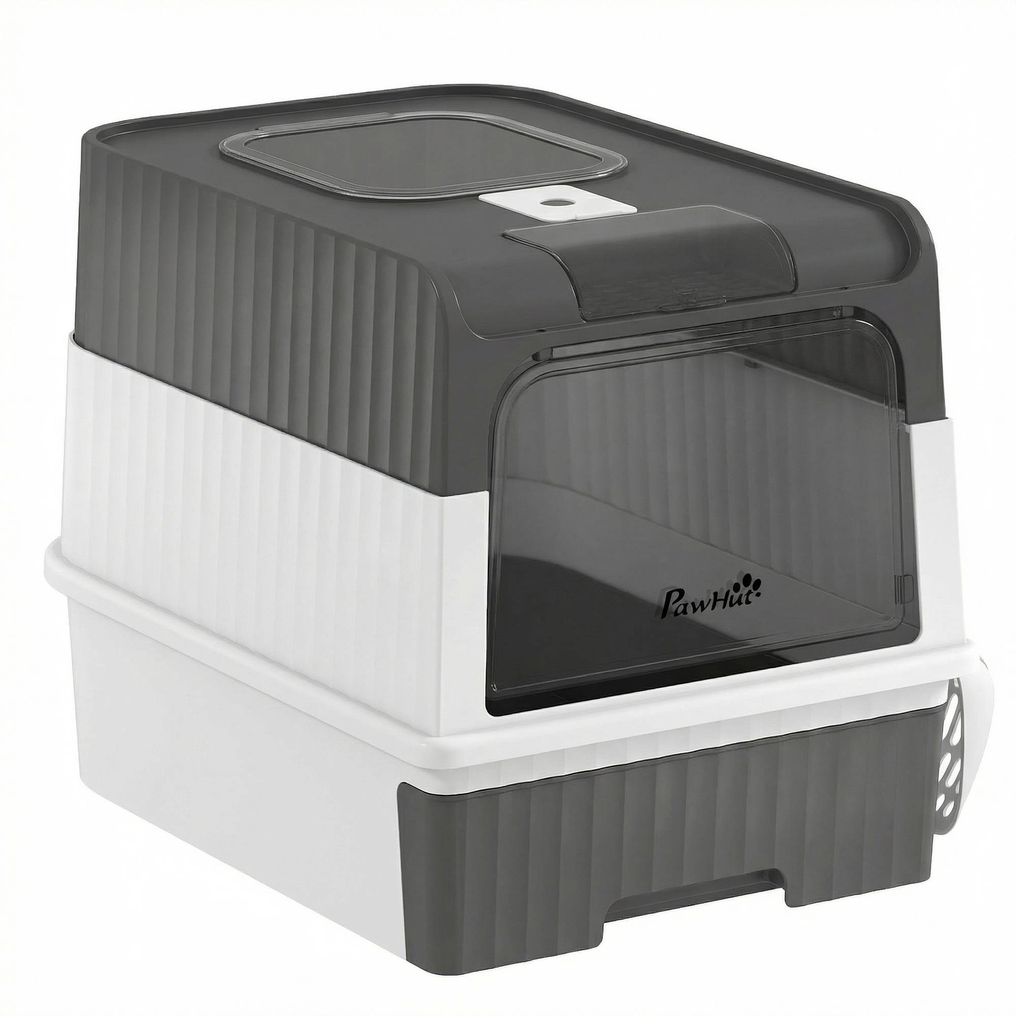 ComfortXL - Maison de toilette pour chat grise PP ABS 48x35x36 cm sortie haute anti-odeurs - ComfortXL Outdoor Living - Image 1