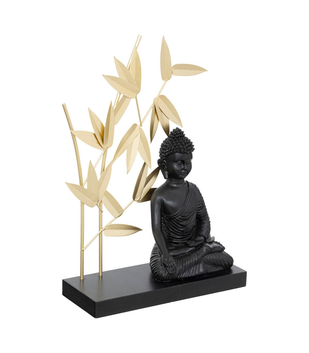 Objet déco Bouddha en résine Noire et métal Doré H 31 cm - Image 1