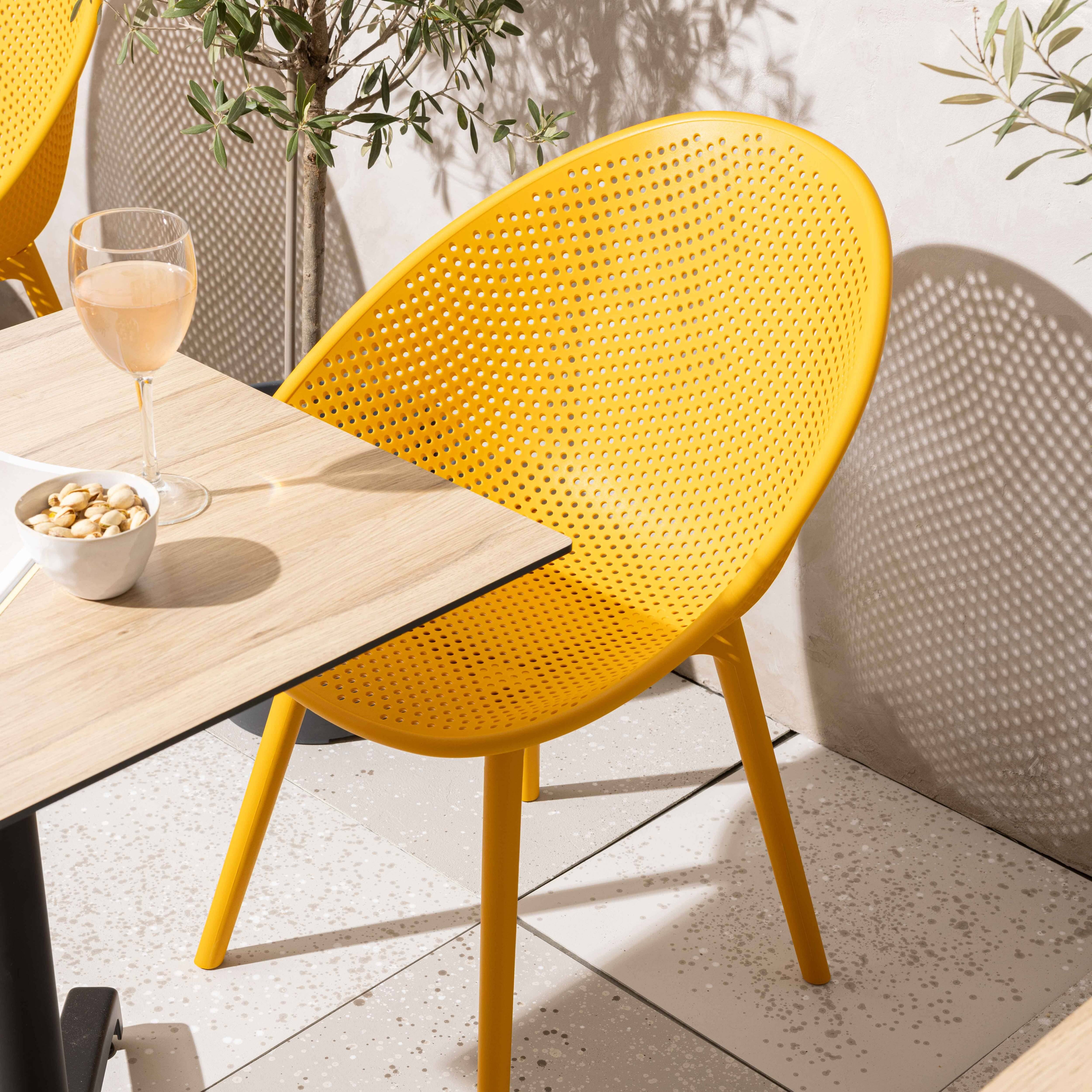 Oviala - Lot de 4 chaises de terrasse en plastique jaune moutarde Buda - Oviala - Image 2