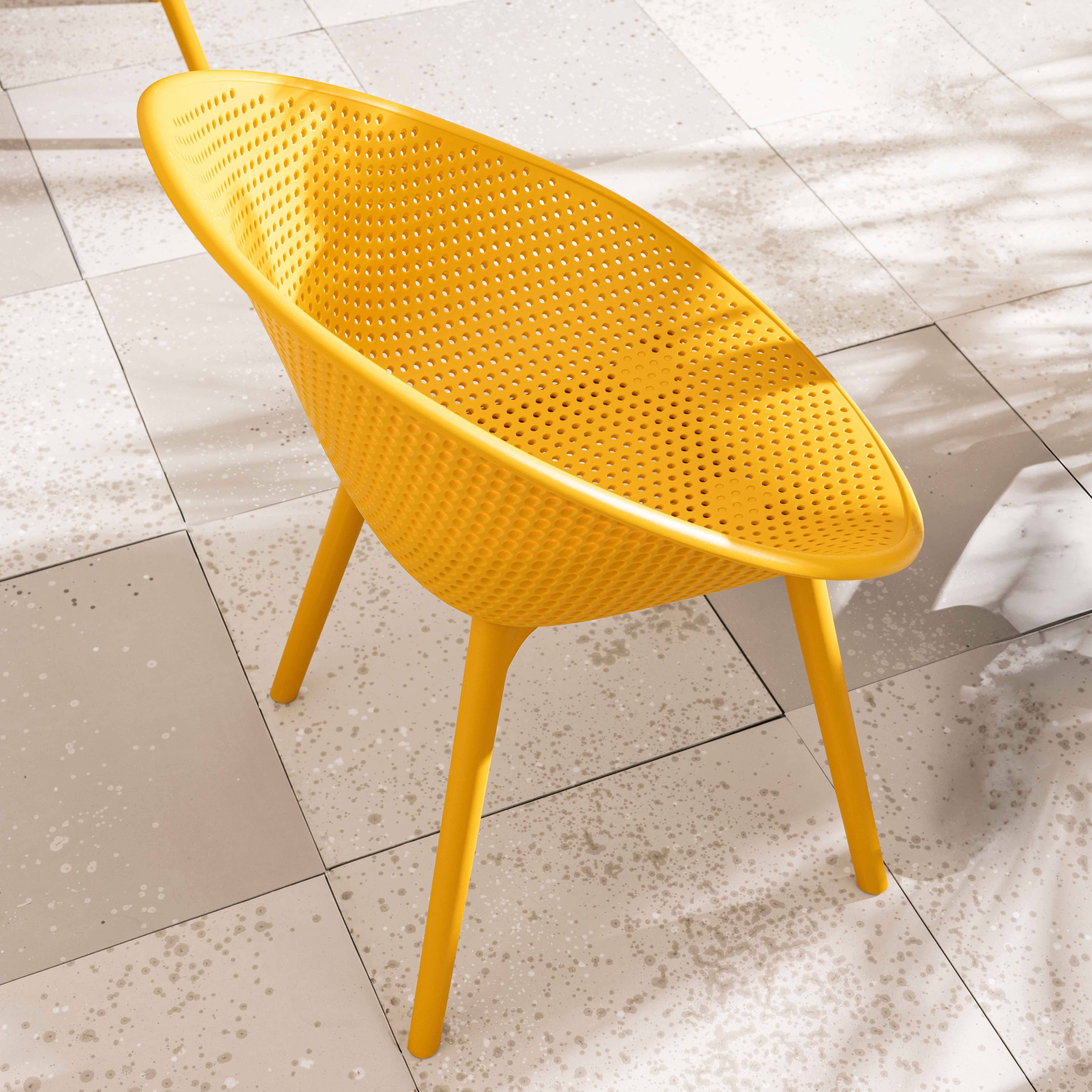 Oviala - Lot de 4 chaises de terrasse en plastique jaune moutarde Buda - Oviala - Image 3