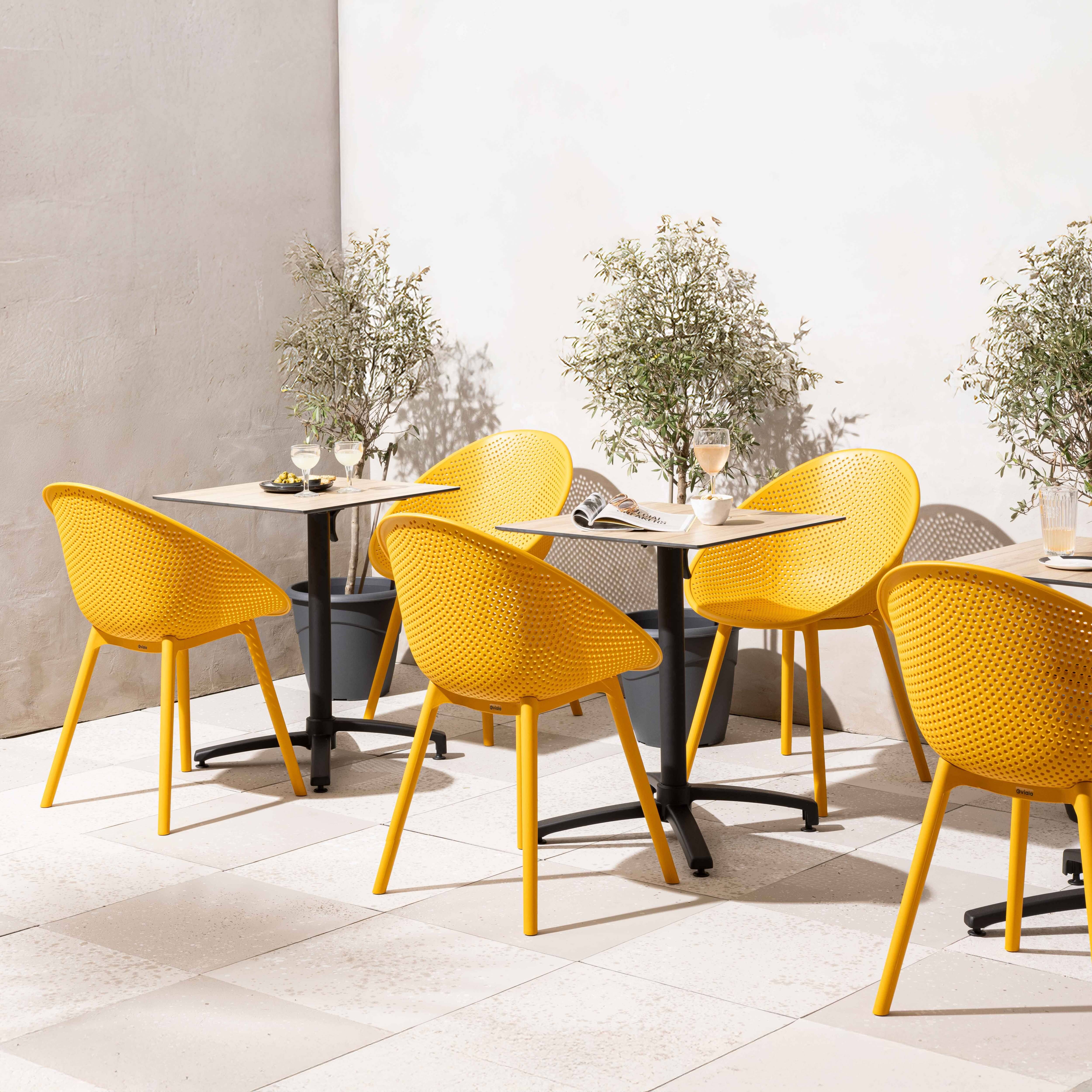 Oviala - Lot de 4 chaises de terrasse en plastique jaune moutarde Buda - Oviala - Image 4