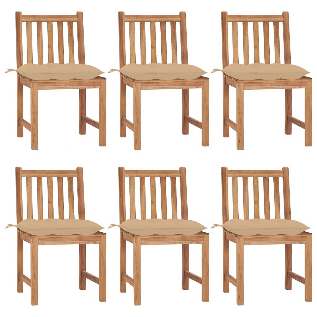 ComfortXL - Chaises de Repas Extérieur Lot de 6 en Teck Massif avec Coussins Épais 7cm pour Table de Jardin Beige – ComfortXL Outdoor Living - Image 1