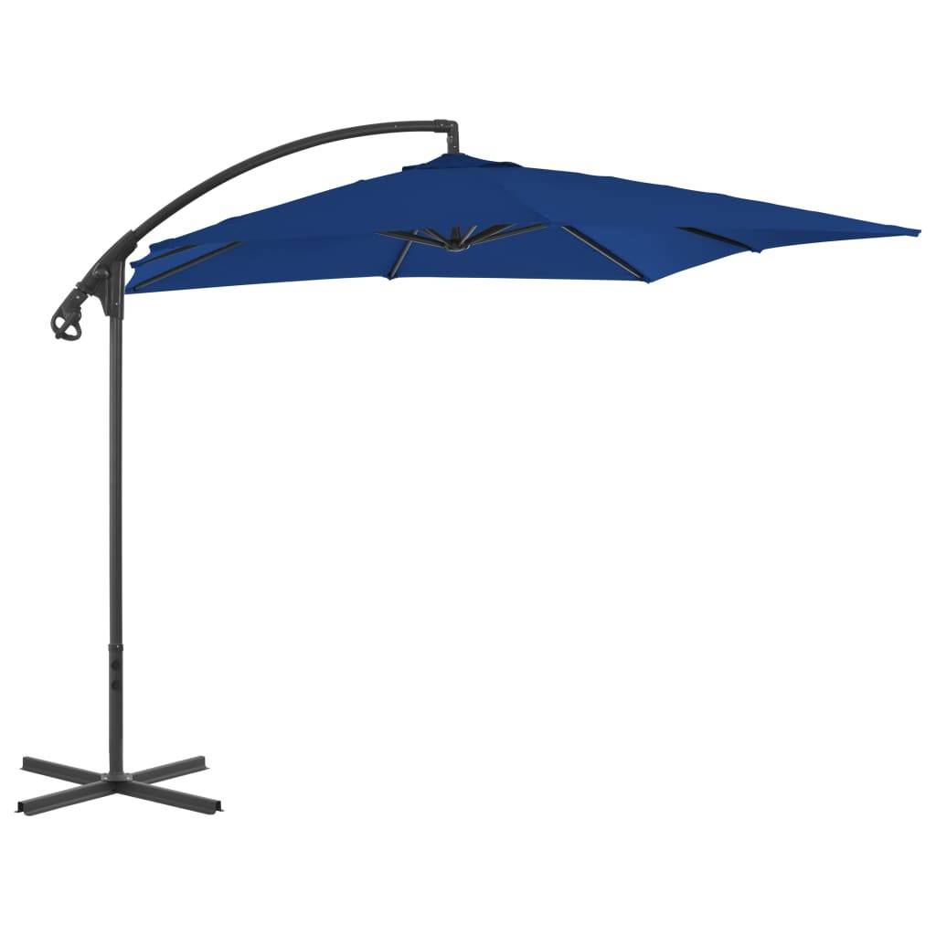 Helloshop26 - Parasol meuble de jardin déporté avec mât en acier 250 x 250 cm azuré - Image 2