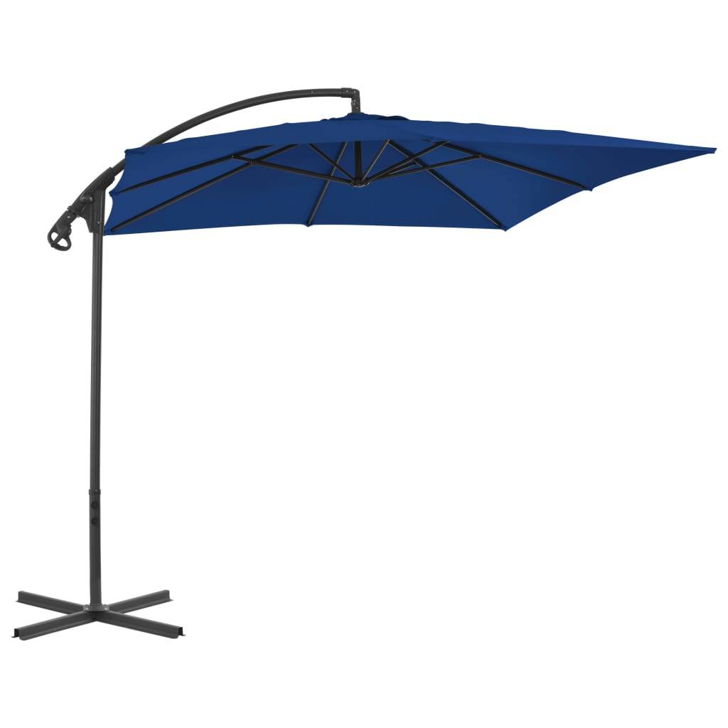 Helloshop26 - Parasol meuble de jardin déporté avec mât en acier 250 x 250 cm azuré - Image 1
