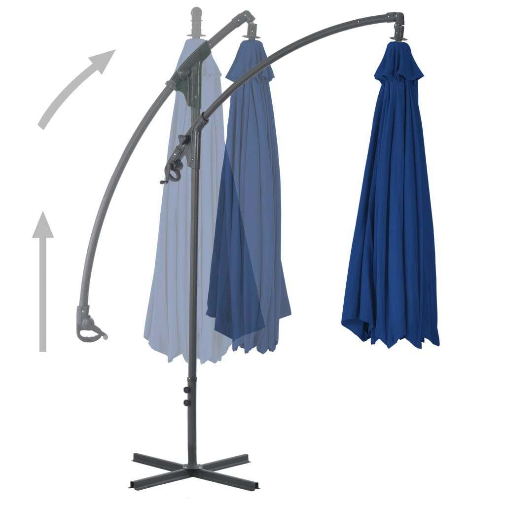 Helloshop26 - Parasol meuble de jardin déporté avec mât en acier 250 x 250 cm azuré - Image 3
