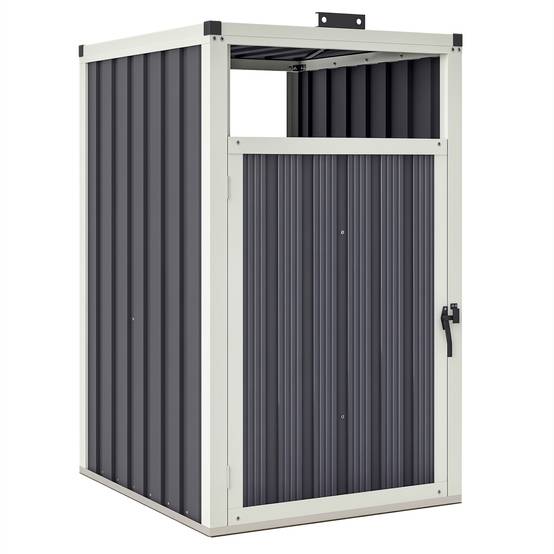 Abri pour 1 poubelle 240L cache poubelle extérieur couvercle relevable 180° acier galvanisé 73 x 81 x 122 cm gris foncé - Image 1
