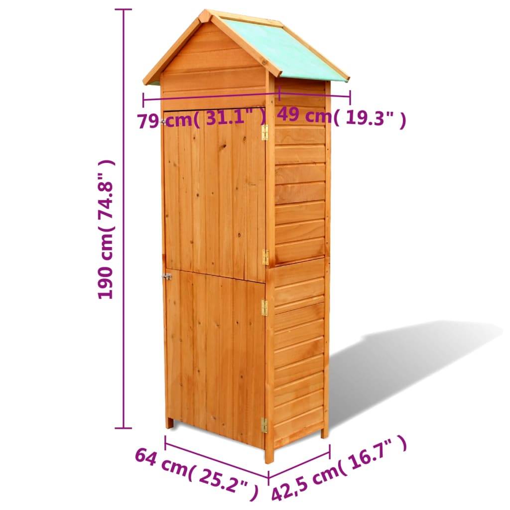 Armoire de rangement de jardin 42,5 x 64 x 190 cm marron - Image 6