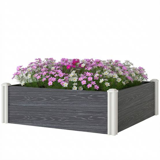 Bac jardin vinyle fond ouvert assemblage emboîtable, 102x102x33 cm, gris foncé - Image 2