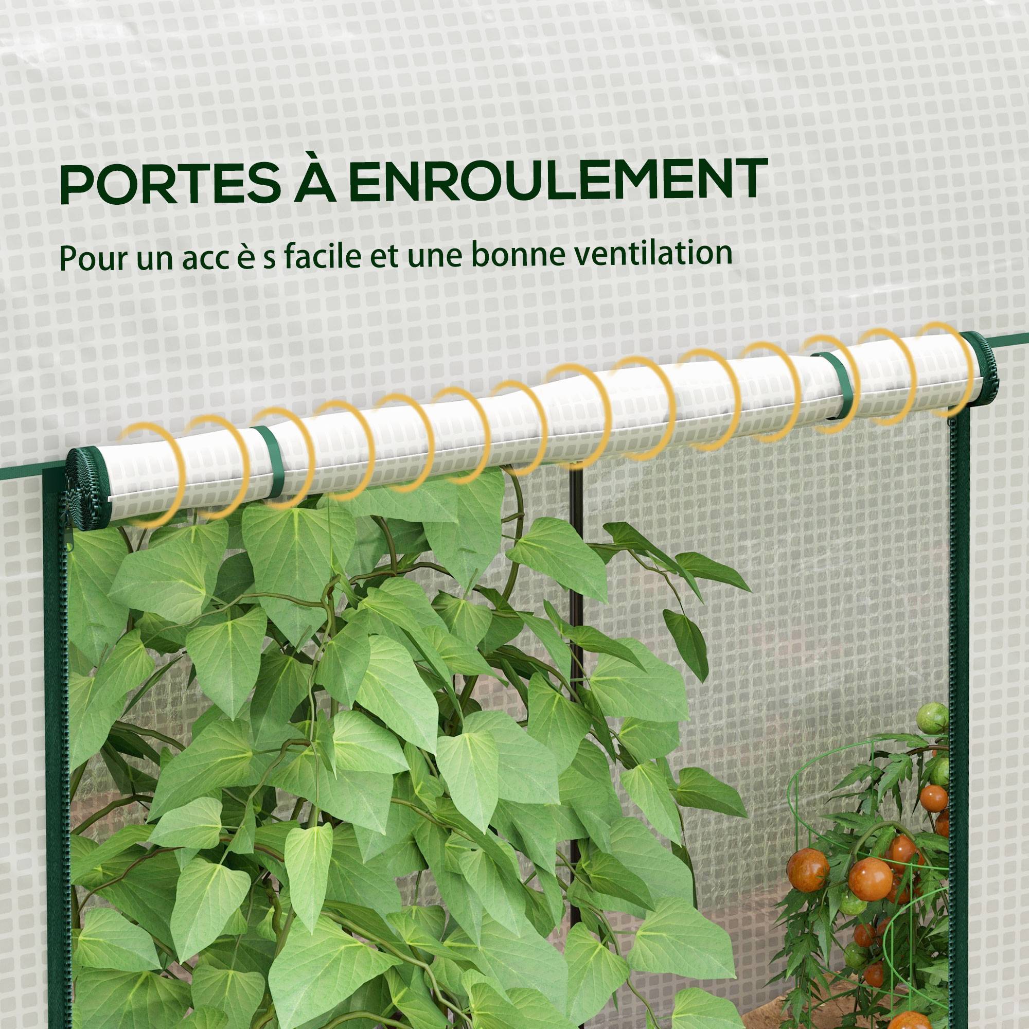 Serre à tomates de jardin en PE pour plantes grimpantes croissance 200x100x178cm blanc - ComfortXL Outdoor Living - Image 8