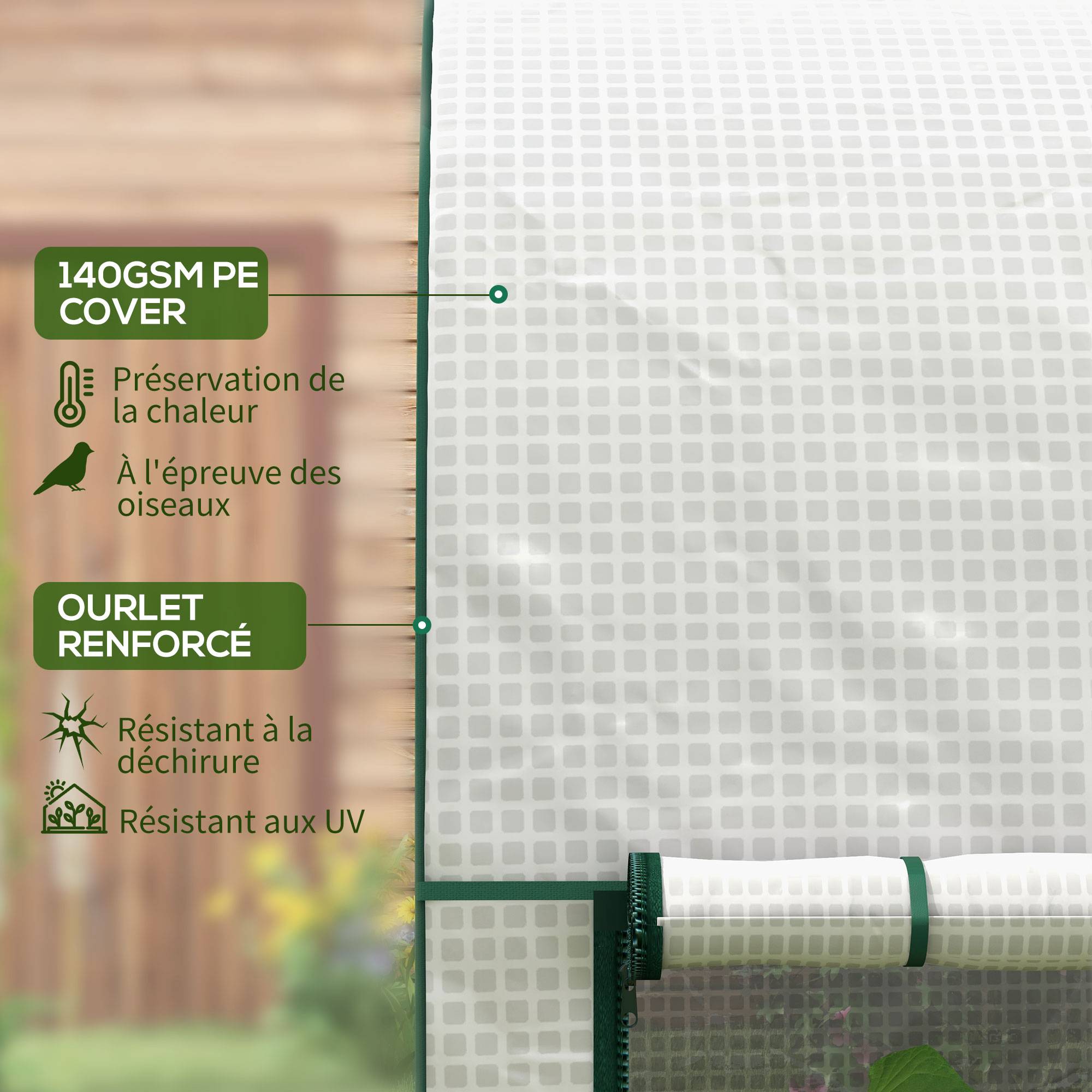 Serre à tomates de jardin en PE pour plantes grimpantes croissance 200x100x178cm blanc - ComfortXL Outdoor Living - Image 7