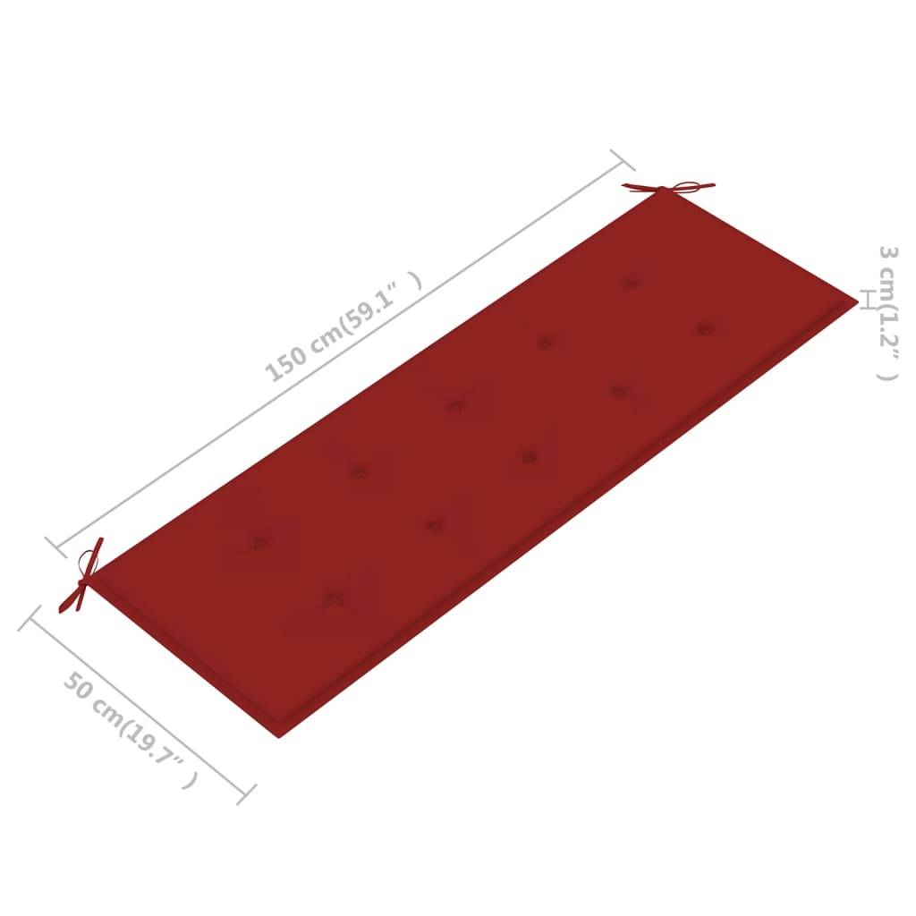Helloshop26 - Banc de jardin meuble de patio d'extérieur terrasse avec coussin 157 cm bois d'acacia massif - Image 8